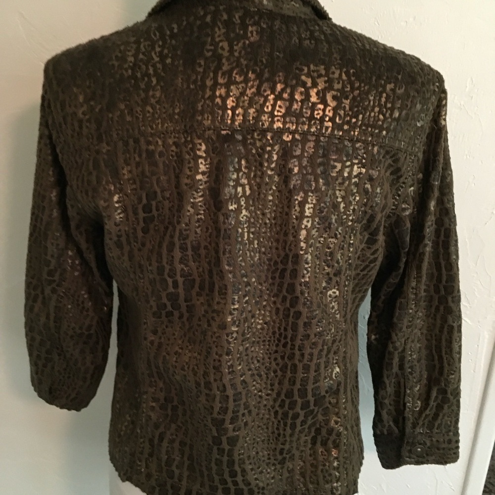 Ruby Rd. Metallic Leopard Print Jacket Full Zip 3… - image 3